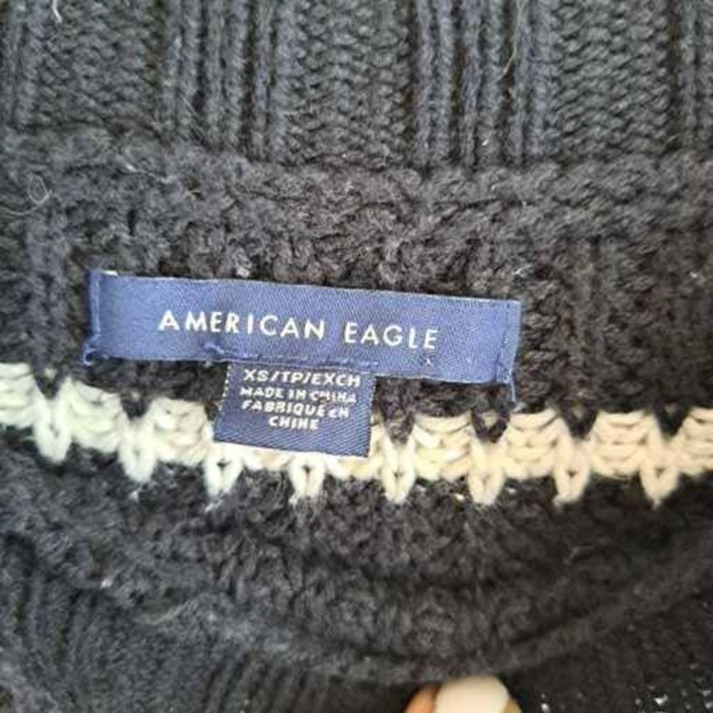 American Eagle Women's Rib-Knit Stripes Long Sleeves Sweater Black White Size XS - Picture 4 of 6